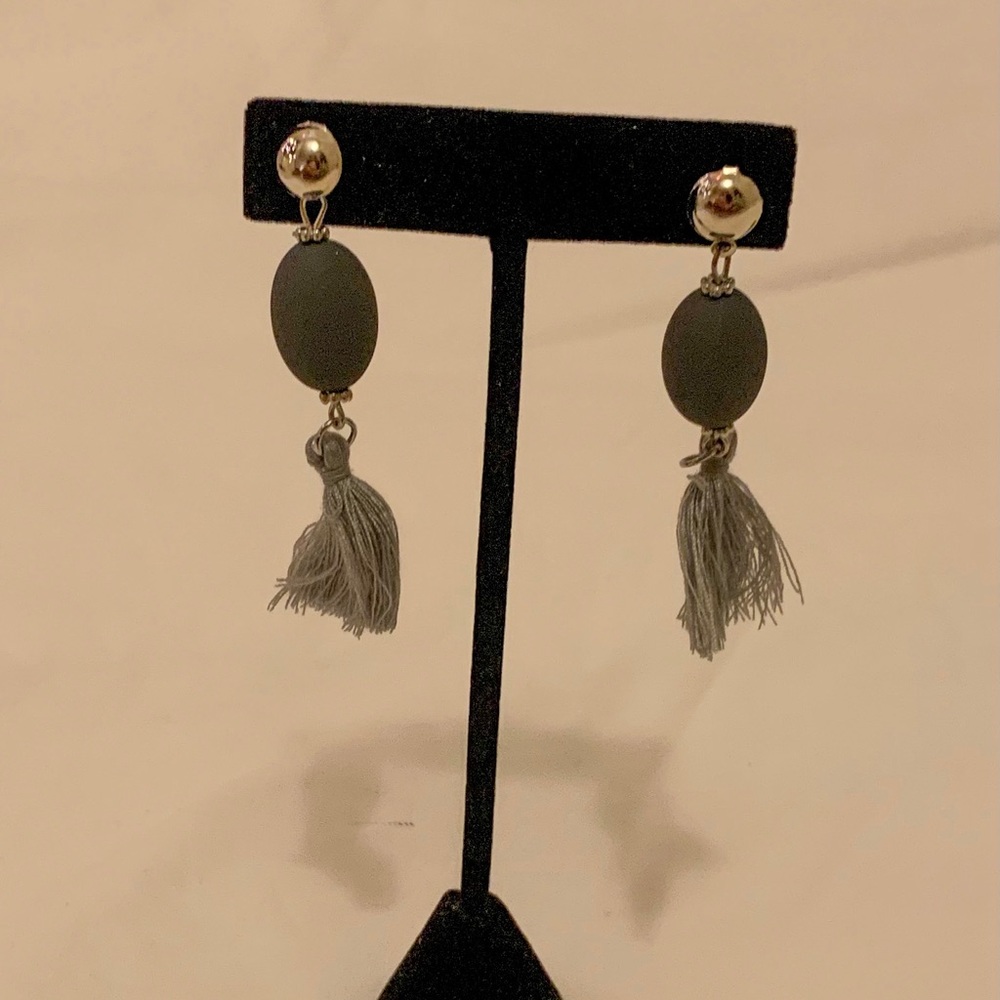 Grey Fringe Earrings
